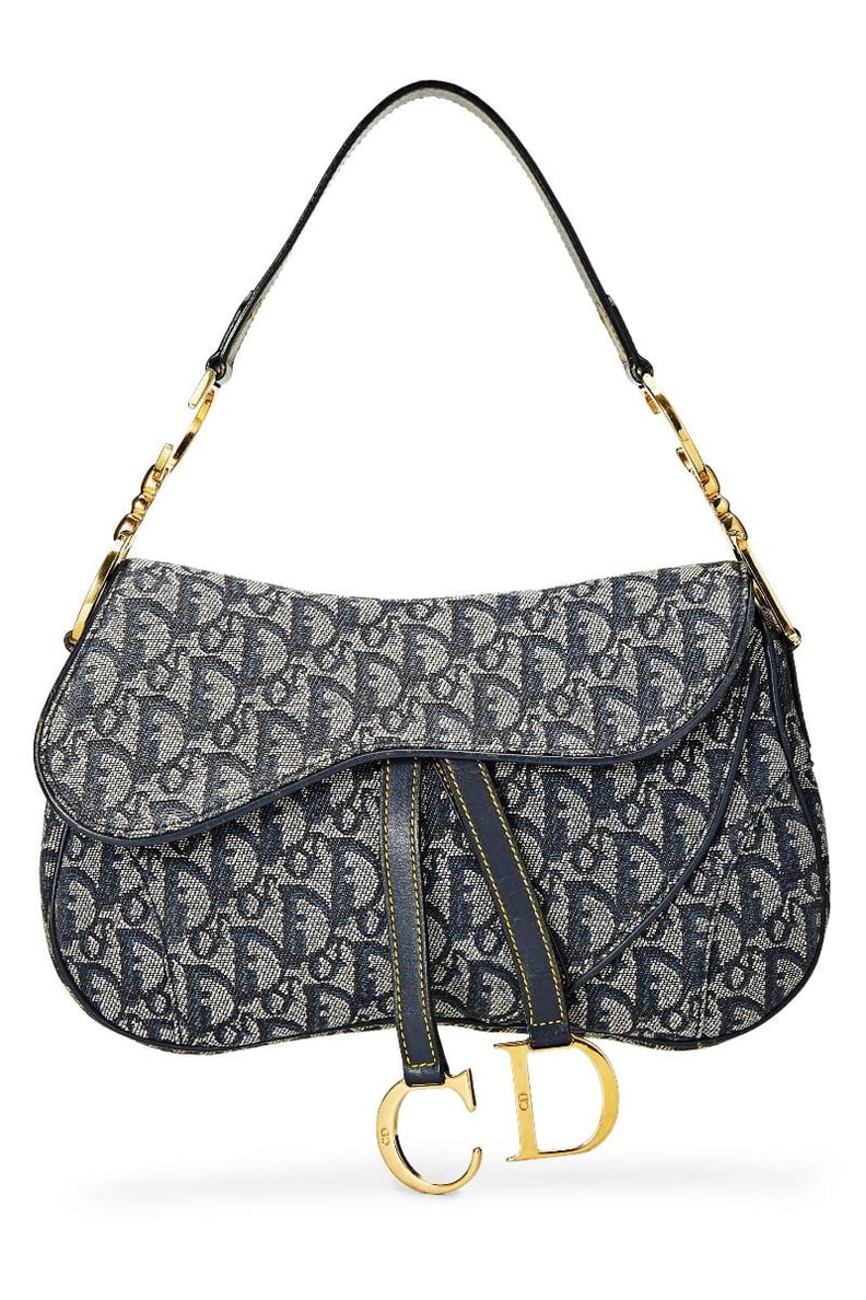 Dior Navy Trotter Canvas Double Saddle Bag