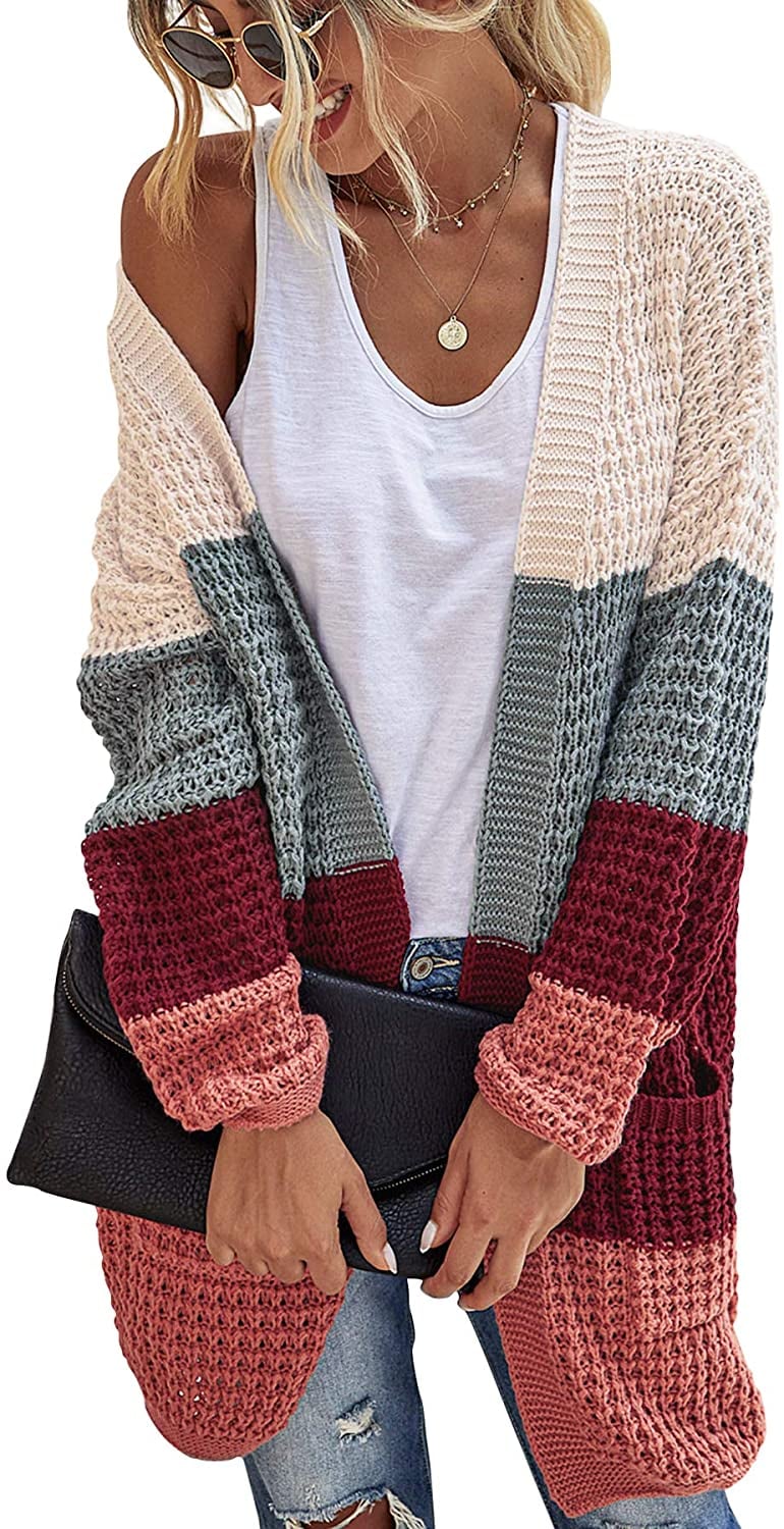 Alelly Women's Chunky Cardigan Long-Sleeve Knit Sweater