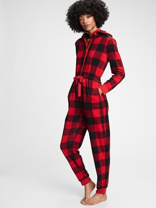 Gap Fleece Plaid One-Piece