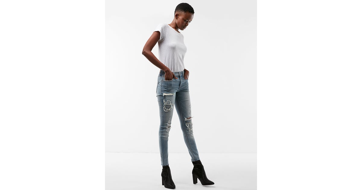 Express Petite Mid-Rise Destroyed Stretch Ankle Jean Leggings | Express Sale 2017 | POPSUGAR 