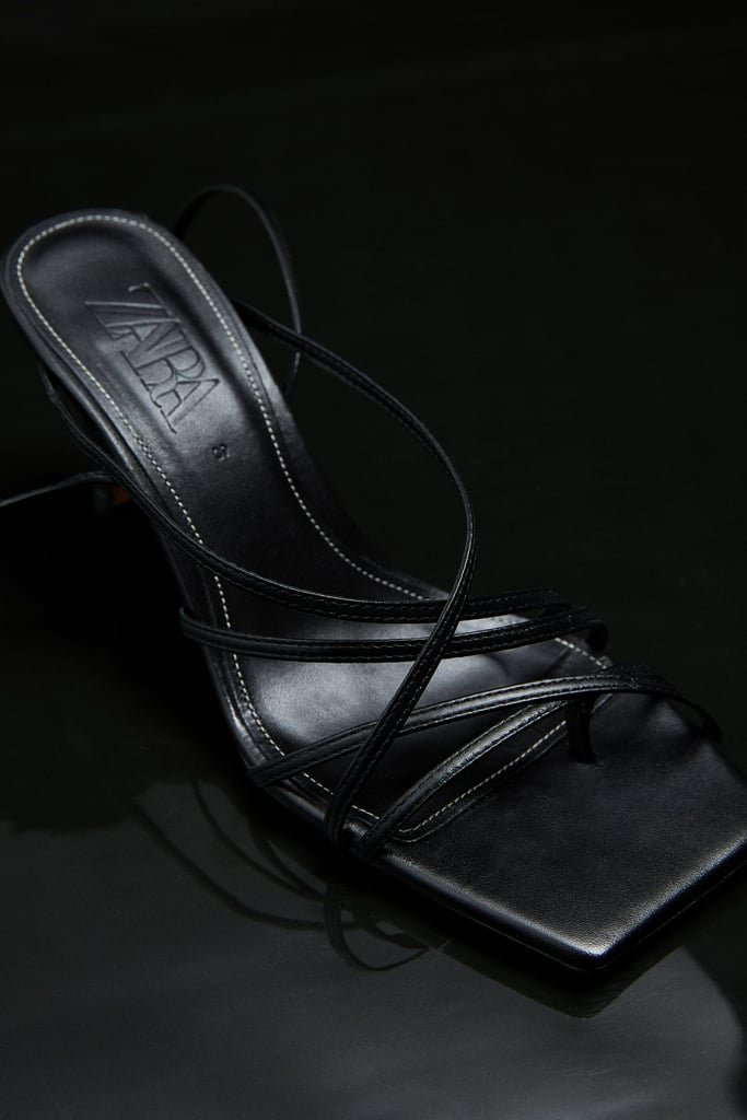 Zara Strappy Mid Heel Leather Sandals