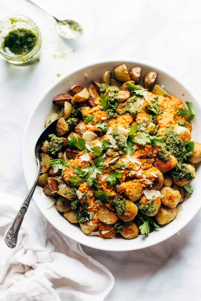 Mini Chicken Meatballs With Crispy Potatoes and Romesco Mini Chicken Meatballs With Crispy Potatoes and Romesco