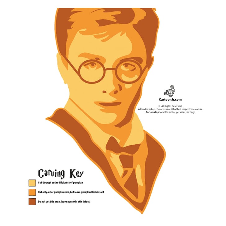 Harry Potter's Face | Free Harry Potter Pumpkin Carving Stencils ...