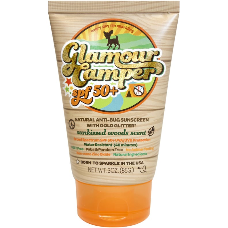 Sunshine & Glitter Glamour Camper SPF 50+ Natural Anti-Bug Sunscreen With Gold Glitter
