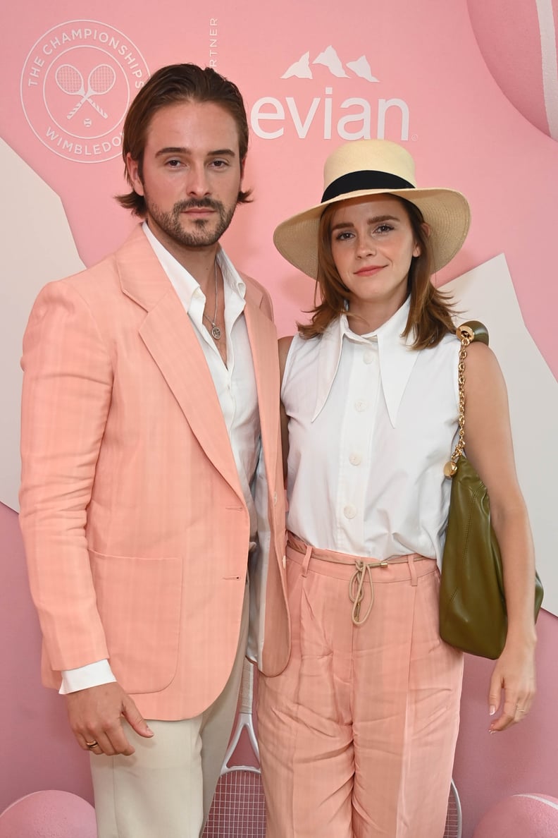 LONDON, ENGLAND - JULY 16: Alex Watson and Emma Watson pose in the evian VIP Suite on day fourteen of Wimbledon 2023 on July 16, 2023 in London, England. (Photo by Dave Benett/Getty Images for evian)