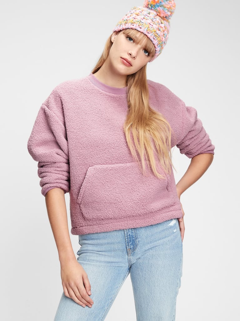 sherpa crewneck sweatshirt gap