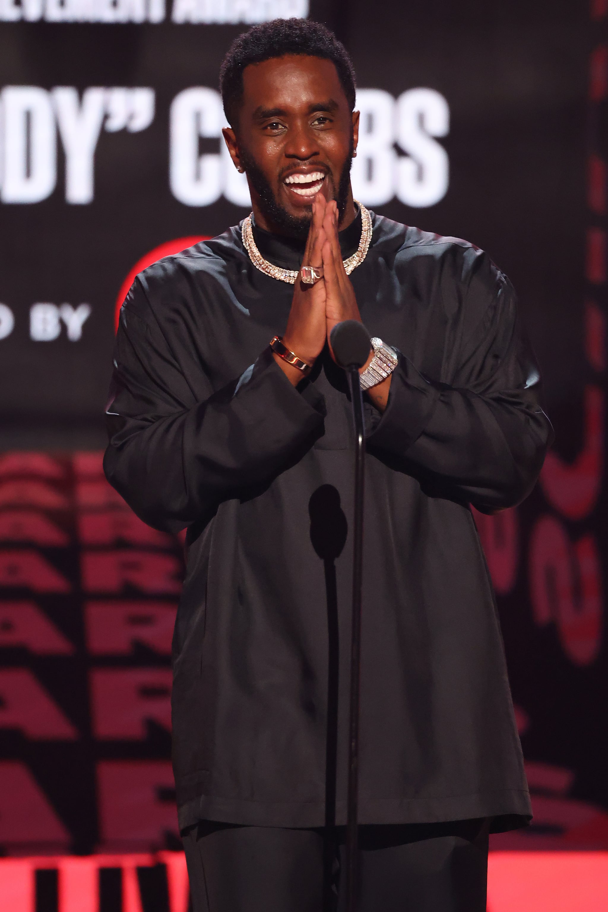 LOS ANGELES, CALIFORNIA - JUNE 26: Honoree Sean 'Diddy' Combs accepts the BET Lifetime Achievement Award onstage during the 2022 BET Awards at Microsoft Theater on June 26, 2022 in Los Angeles, California. (Photo by Leon Bennett/Getty Images for BET)