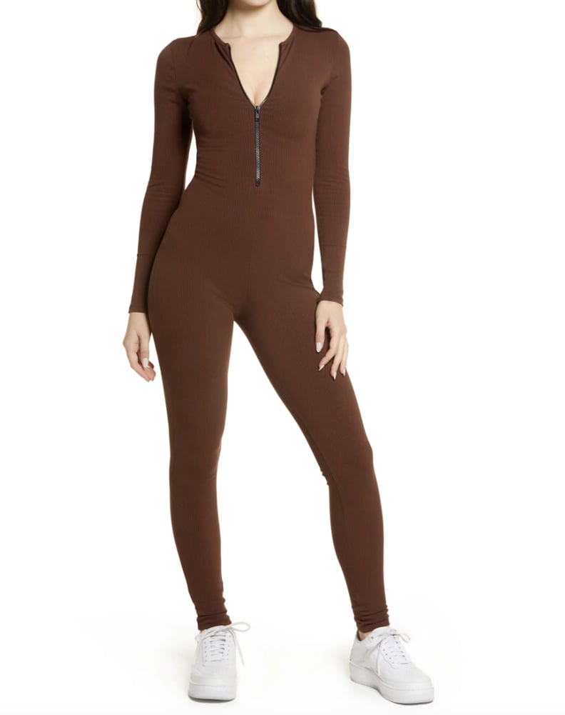 Naked Wardrobe Zipped & Snatched Long Sleeve Jumpsuit