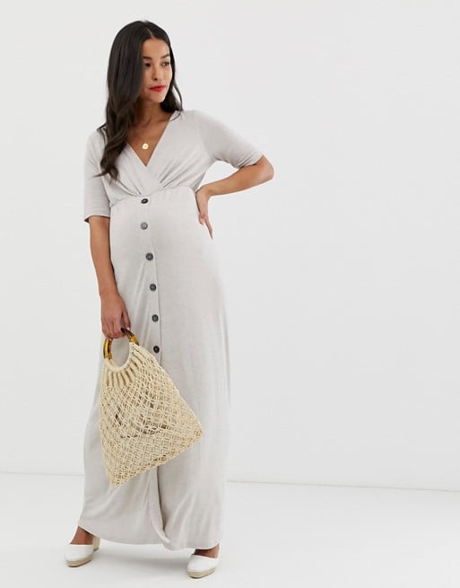 ASOS Design Maternity Button Through Wrap Front Maxi Dress