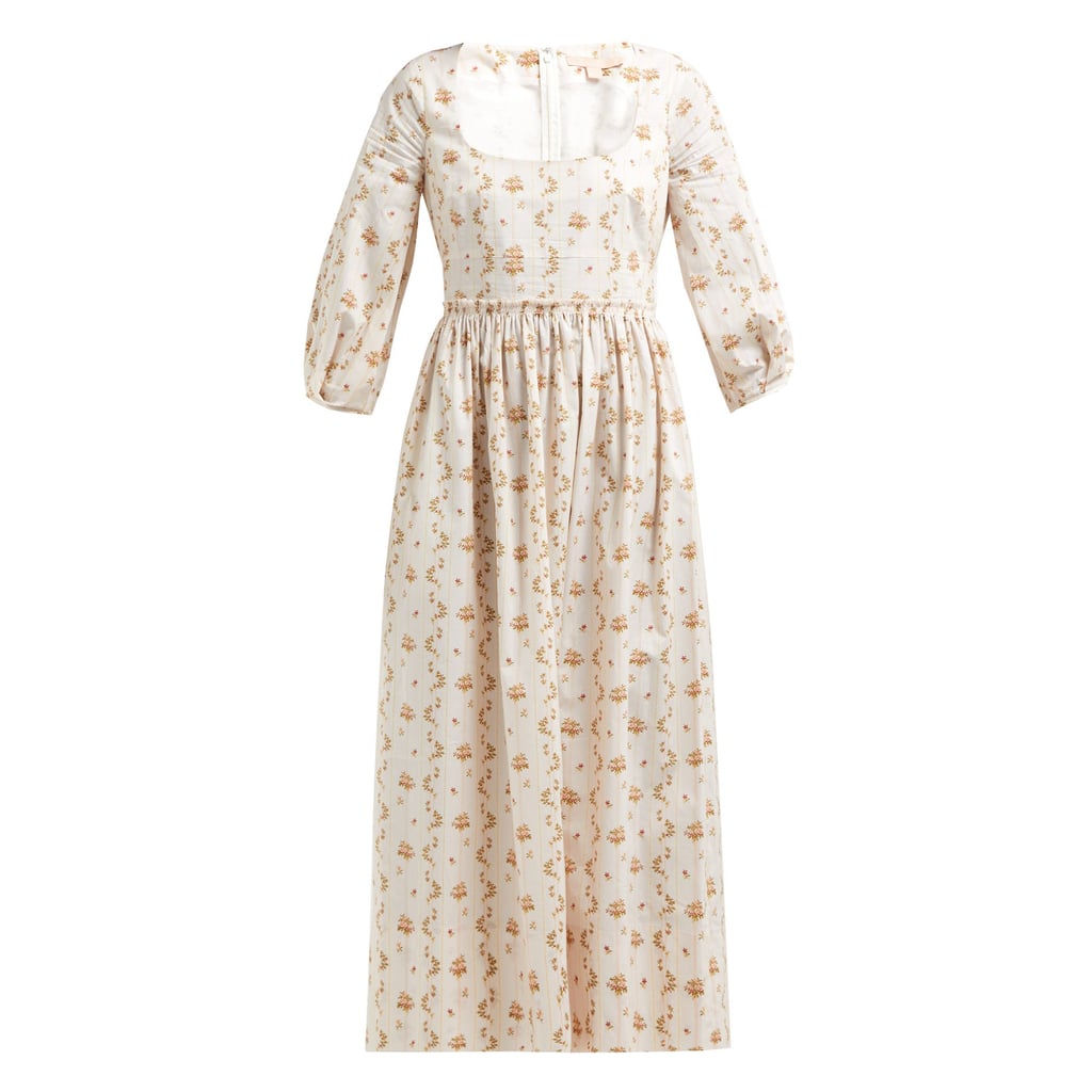 Brock Collection Ondina Floral and Stripe-Print Cotton Midi Dress