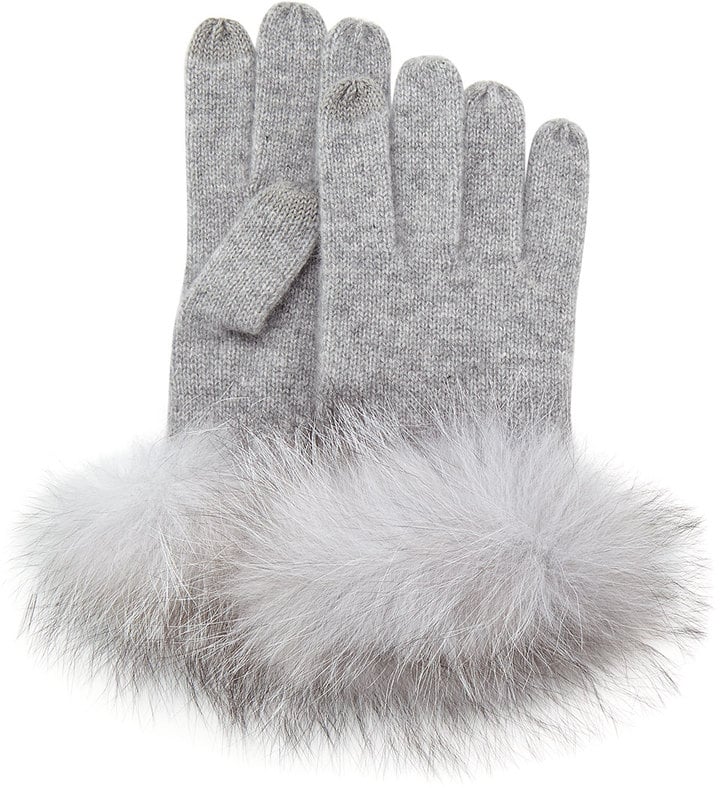 Sofia Cashmere Fur-Cuff Gloves