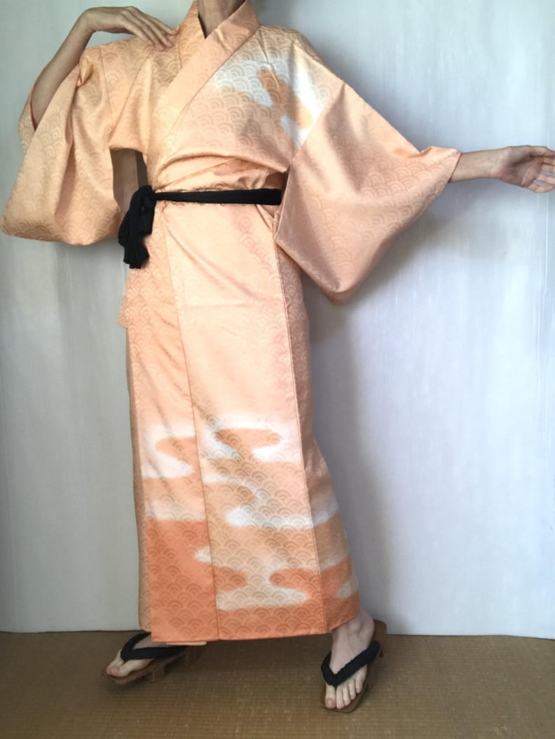 Etsy Vintage Peach Japanese Kimono Dressing Gown