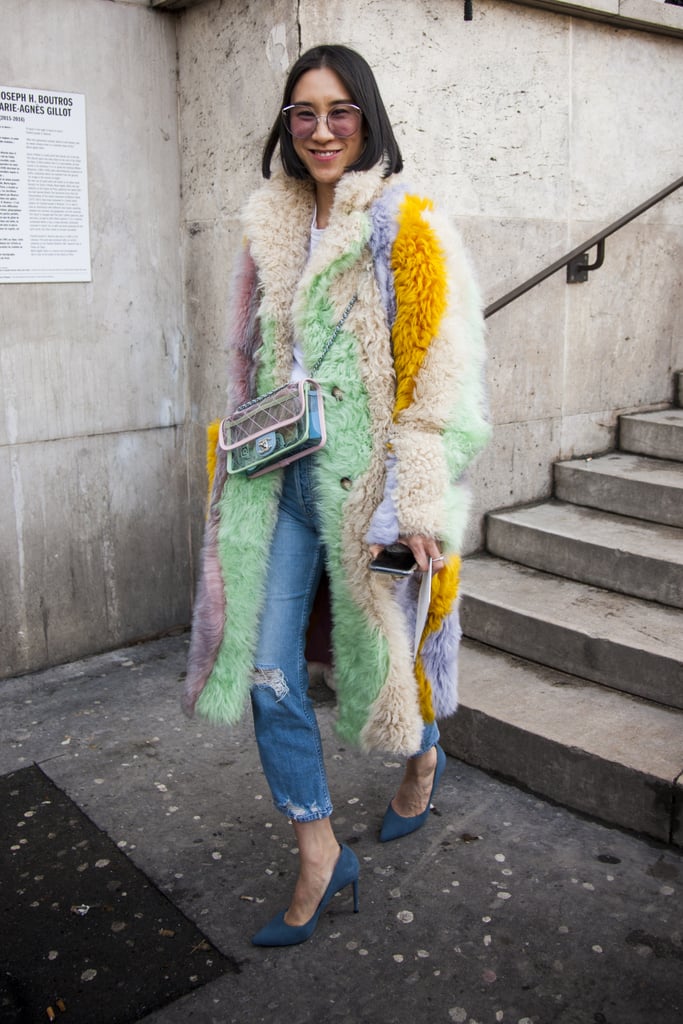 Eva Chen's Sandy Liang Coat at Paris Fashion Week in 2018