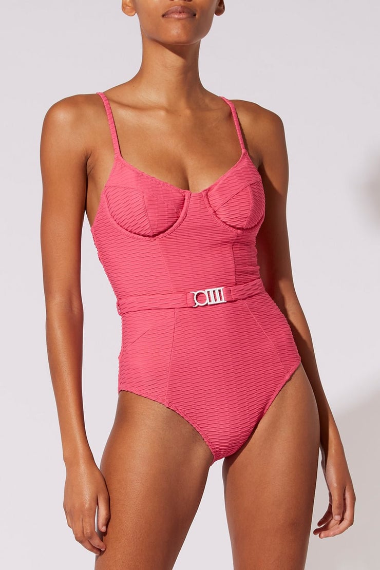 A Belted Swimsuit: Solid & Striped The Spencer
