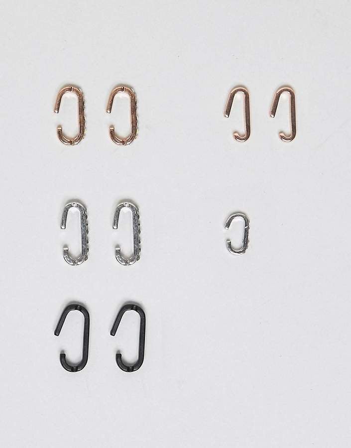 New Look Multi Pack Hoop Gem Ear cuffs