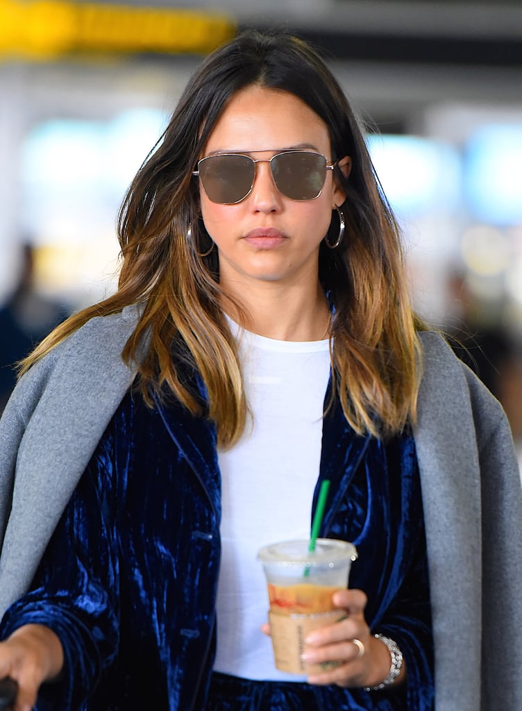 Jessica Alba With Shoulder-Length Ombré Hair in 2018