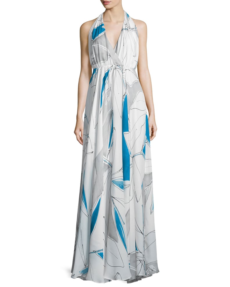 Milly Abstract-Print Halter Gown