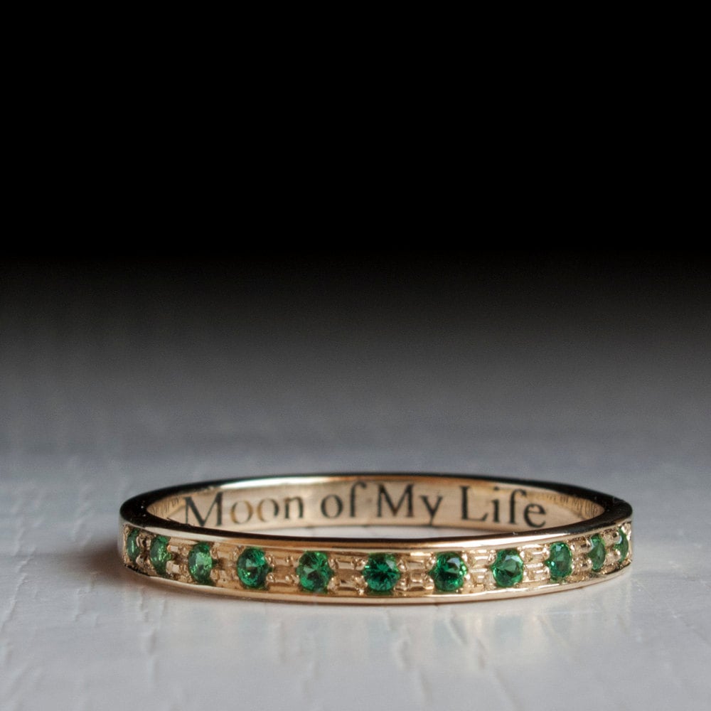 Gold Emerald Half Eternity Ring — Moon of My Life ($95)