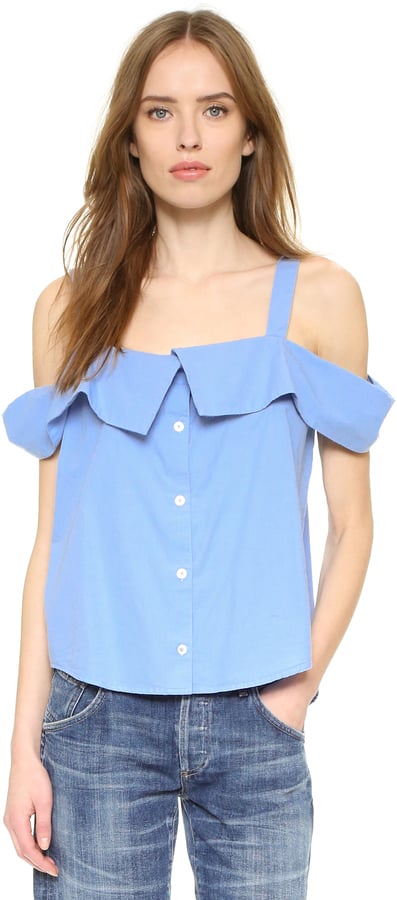 Clu Off Shoulder Button Down Top ($187)