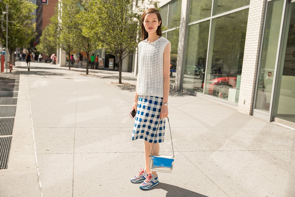 A Long Tank, a Gingham Skirt, and Trainers