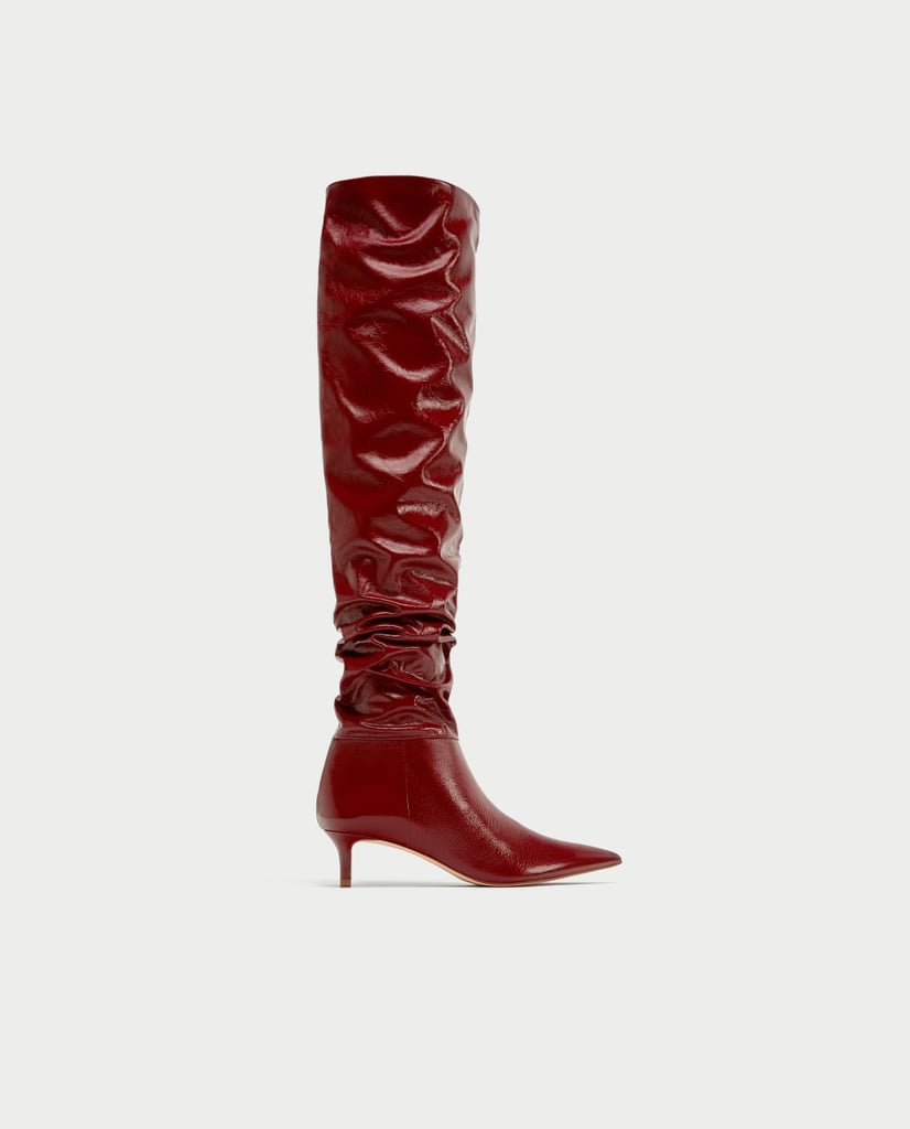 Emily Ratajkowski Red Aquazzura Boots in Paris | POPSUGAR Fashion