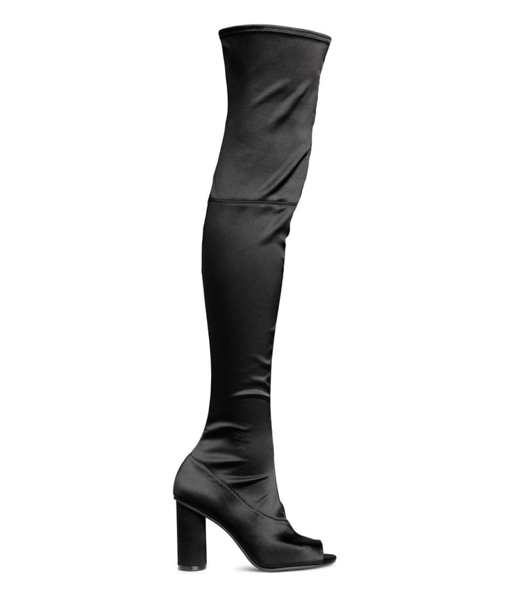 H&M Satin Thigh-High Boots | Best Thigh-High Boots | POPSUGAR Fashion ...