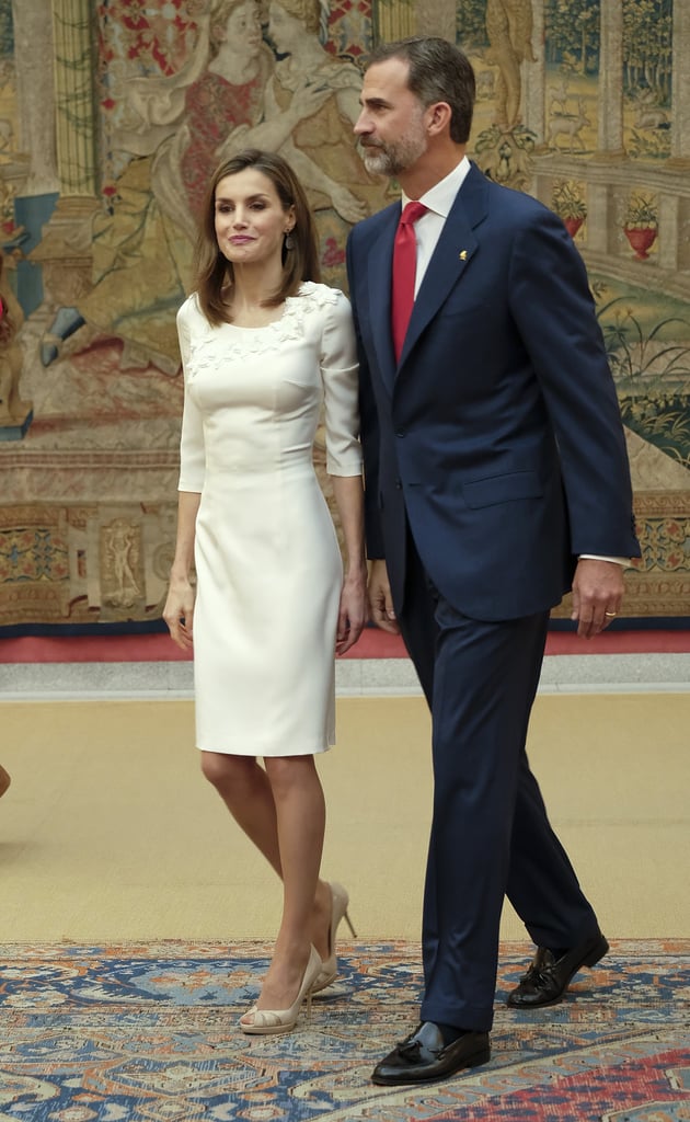 Queen Letizia Wearing a White Dress September 2016
