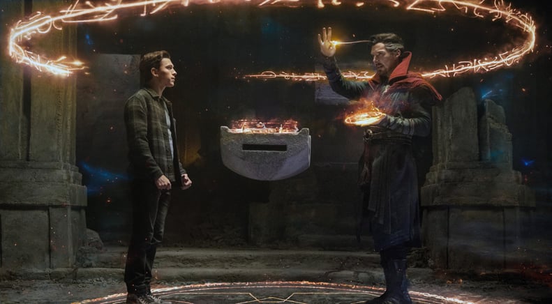 SPIDER-MAN: NO WAY HOME, from left: Tom Holland as Peter Parker, Benedict Cumberbatch as Doctor Strange, 2021. photo: Matt Kennedy /  Sony Pictures Releasing /  Marvel Entertainment / Courtesy Everett Collection