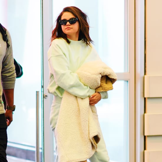 Selena Gomez Green Sweatsuit at Airport 2019