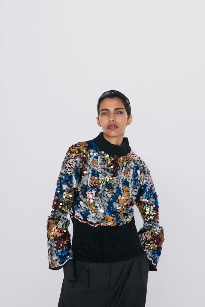 zara multicolored sequin sweater