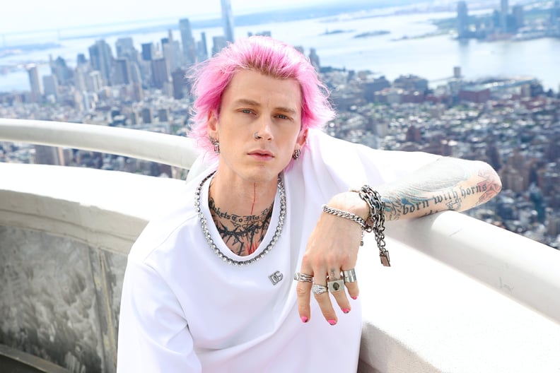 NEW YORK, NEW YORK - JUNE 28: Machine Gun Kelly visits the Empire State Building on June 28, 2022 in New York City. (Photo by Arturo Holmes/Getty Images for Empire State Realty Trust)