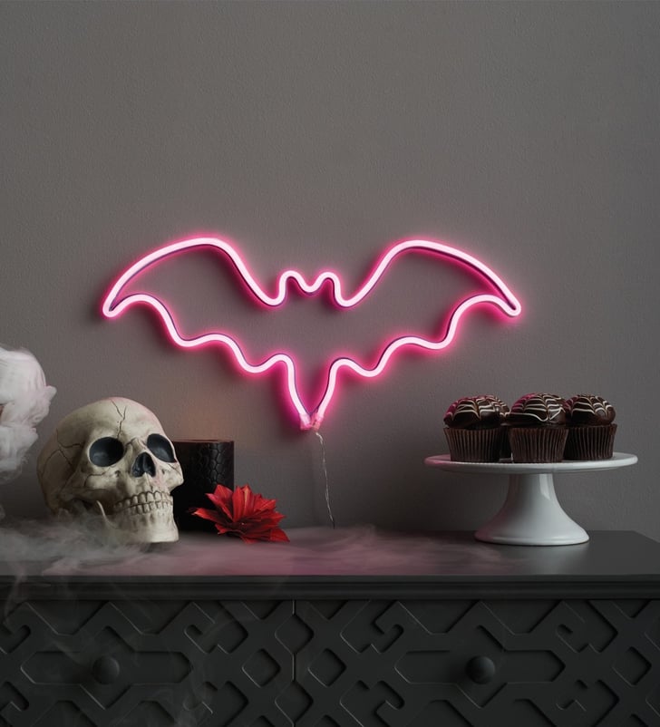 Faux Neon Purple Bat Silhouette