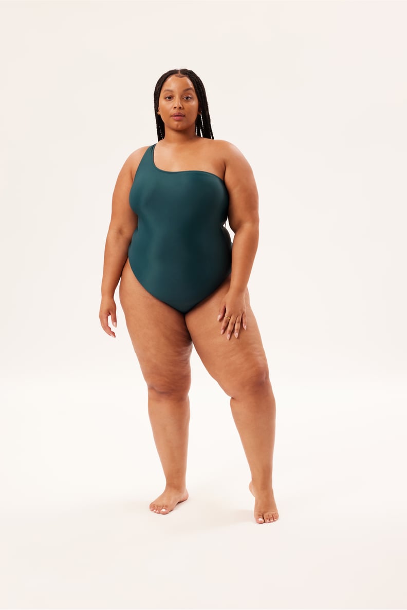 A One-Shoulder One Piece: Girlfriend Collective Powell One Shoulder One Piece