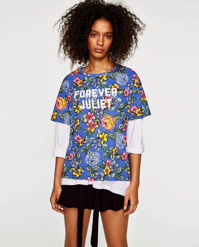 Zara Floral Print T-Shirt With Slogan | Best Zara T-Shirts | POPSUGAR ...