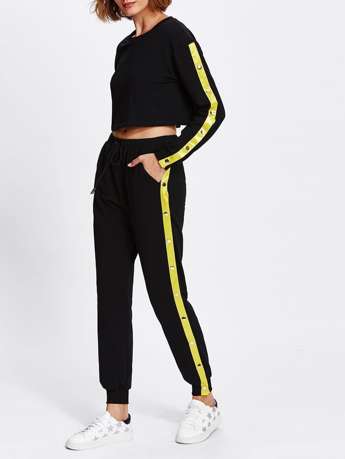 Shein Snap-Stud Top & Sweatpants Set