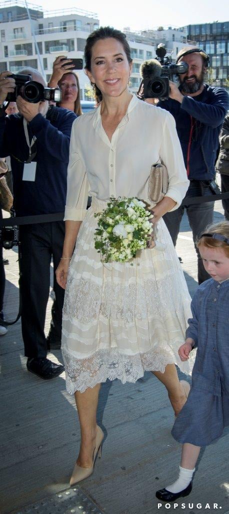 Princess Mary Wore a Lacy White Skirt With a Top of the Same Color