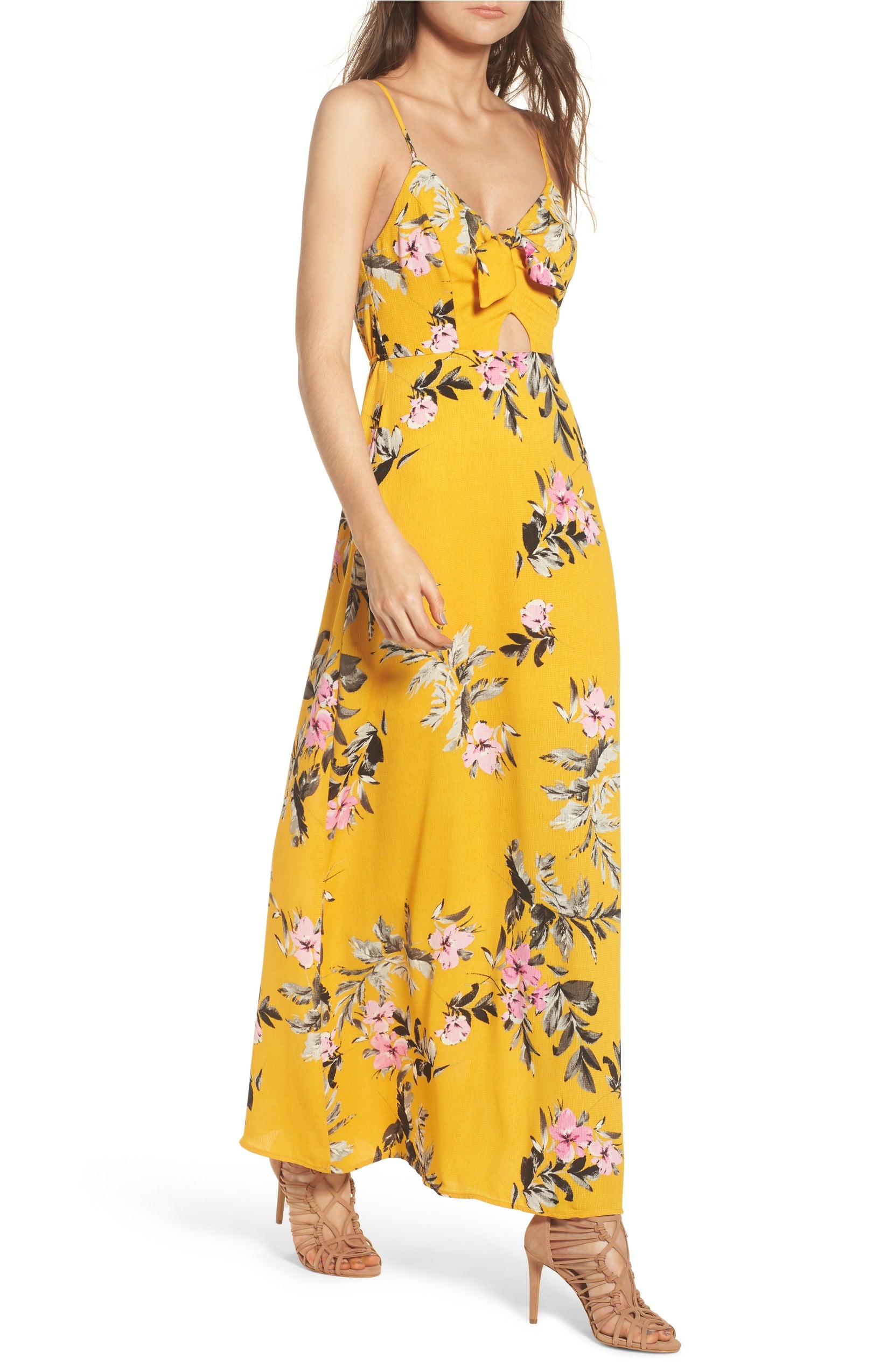maxi dress with tie front