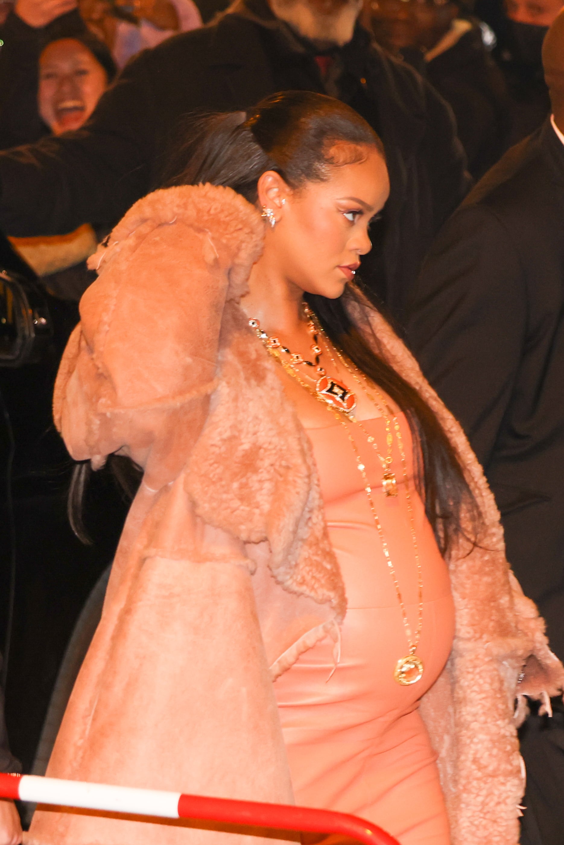 Rihanna Is a Vision in Peach at the Off-White Show in Paris