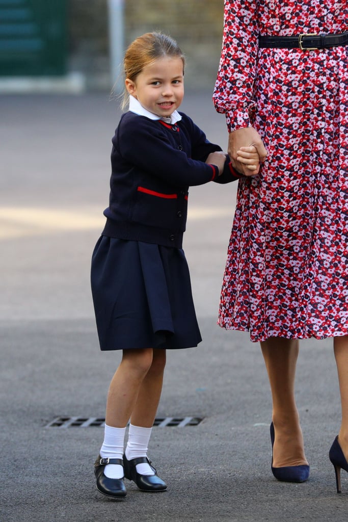 Princess Charlotte Hiding Behind Kate Middleton at School