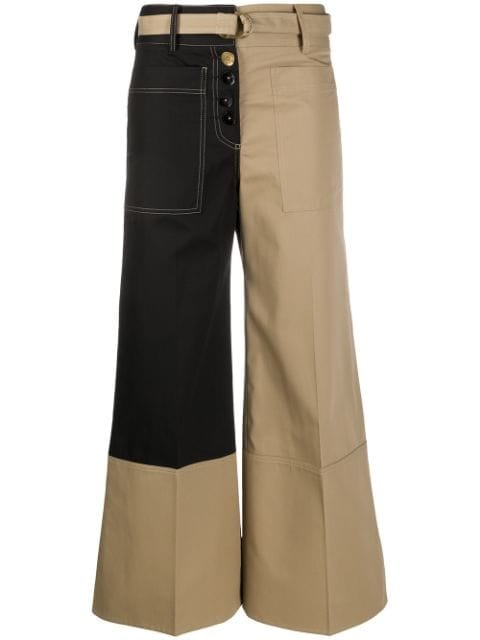 Eudon Choi Two-Tone Flared Trousers