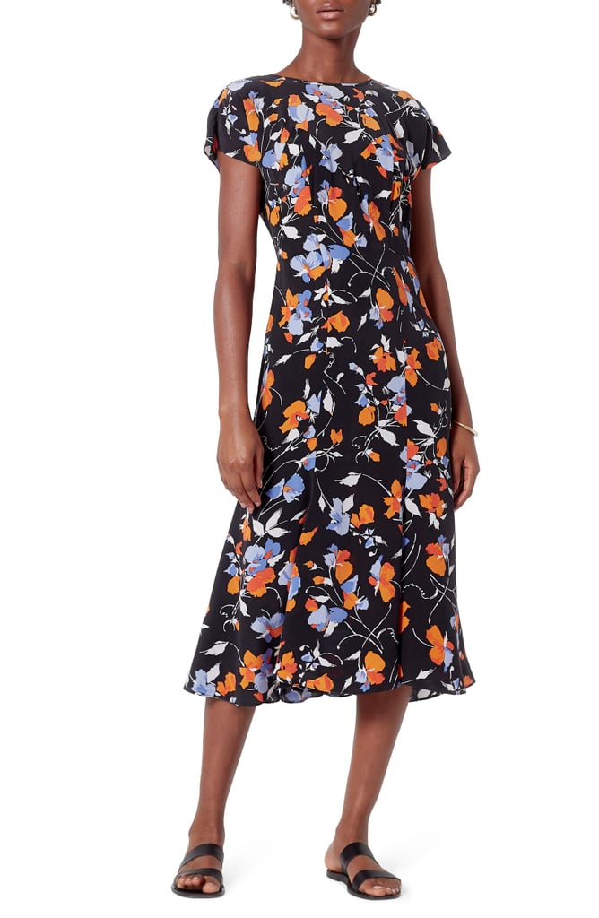 Joie Haben Floral Silk Midi Dress