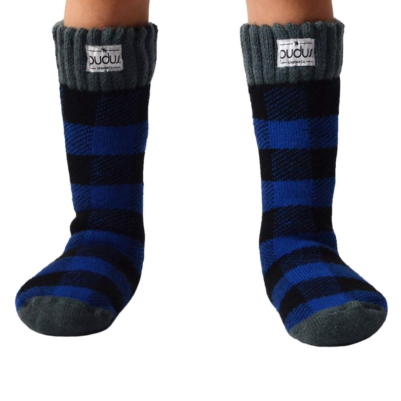 Pudus Kids' Tall Boot Socks in Lumberjack Blue