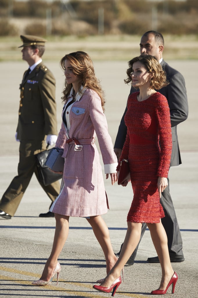 Queen Letizia of Spain and Queen Rania of Jordan Wearing Red