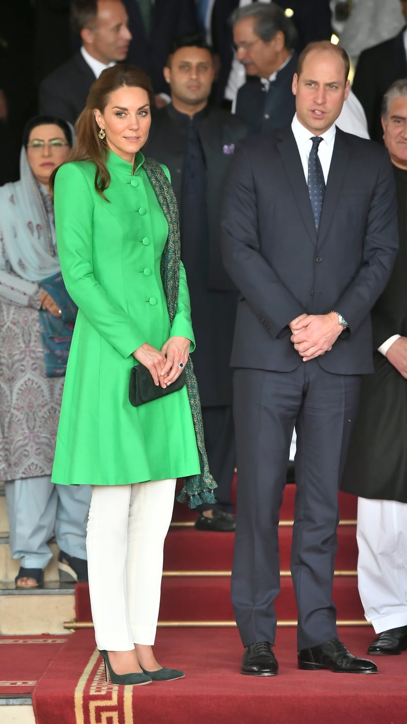 Kate Middleton in Catherine Walker, Maheen Khan, and Bonanza Satrangi