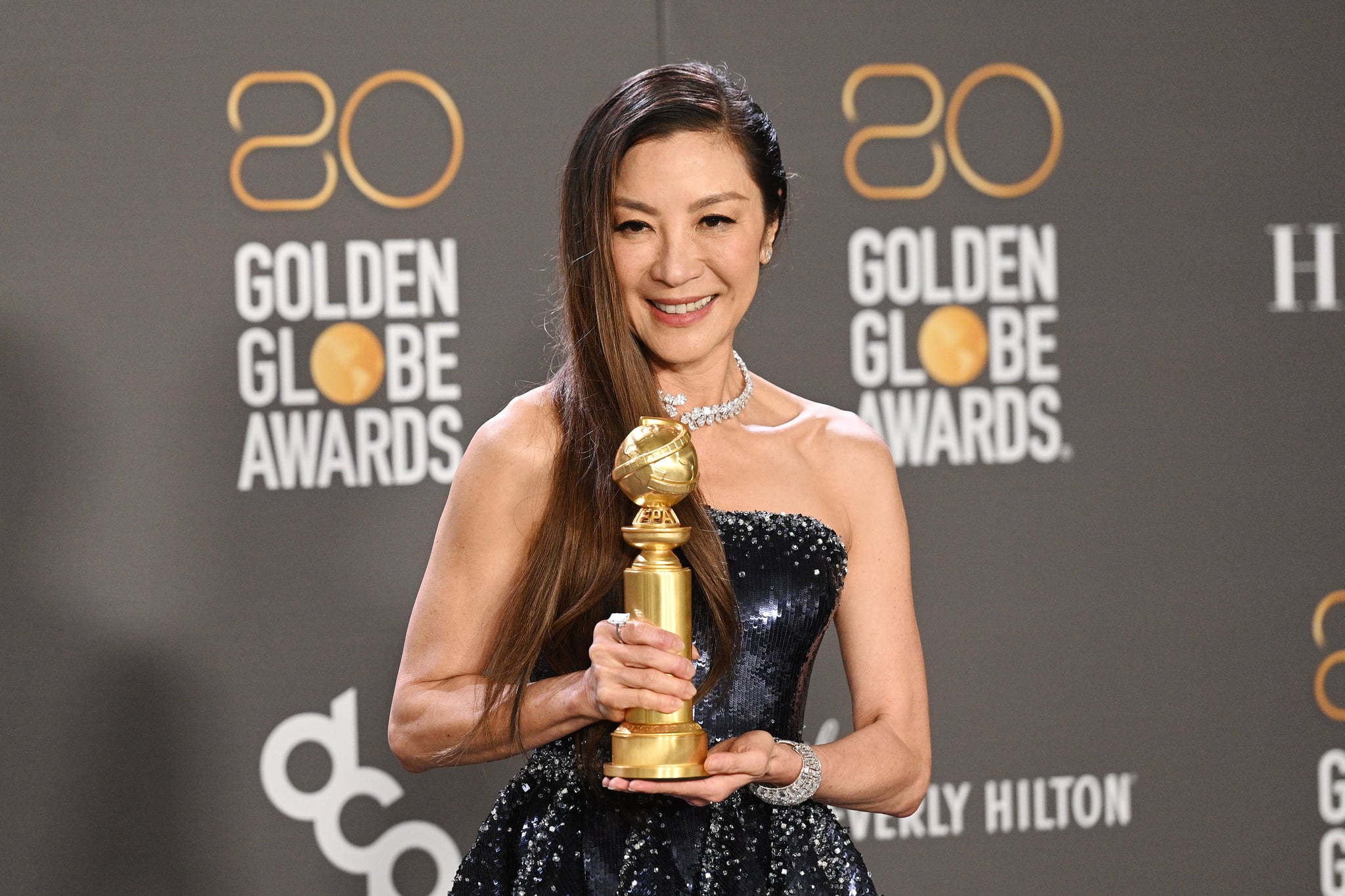 Michelle Yeoh at the 80th Annual Golden Globe Awards held at The Beverly Hilton on January 10, 2023 in Beverly Hills, California. (Photo by Gilbert Flores/Variety via Getty Images)