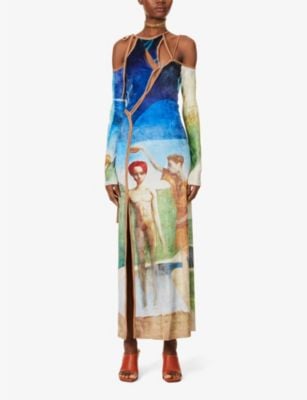 Ottolinger Graphic-Print Stretch-Velvet Maxi Dress