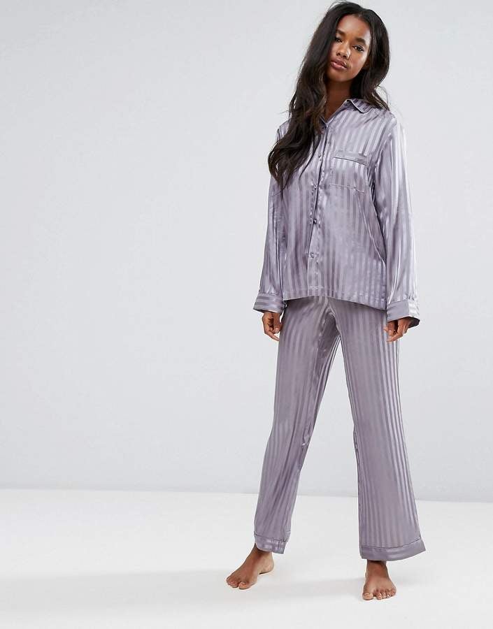 Boux Avenue Stripe Satin Long Pyjama Set