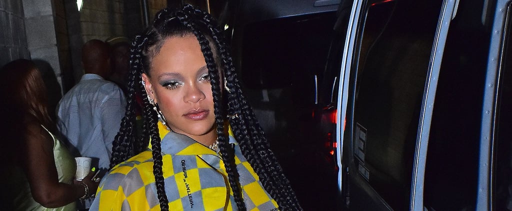 Rihanna's Off-White Yellow Checkered Cape Set April 2019