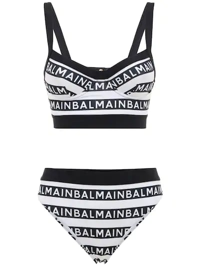 Balmain Printed Logo All Over Bikini Set