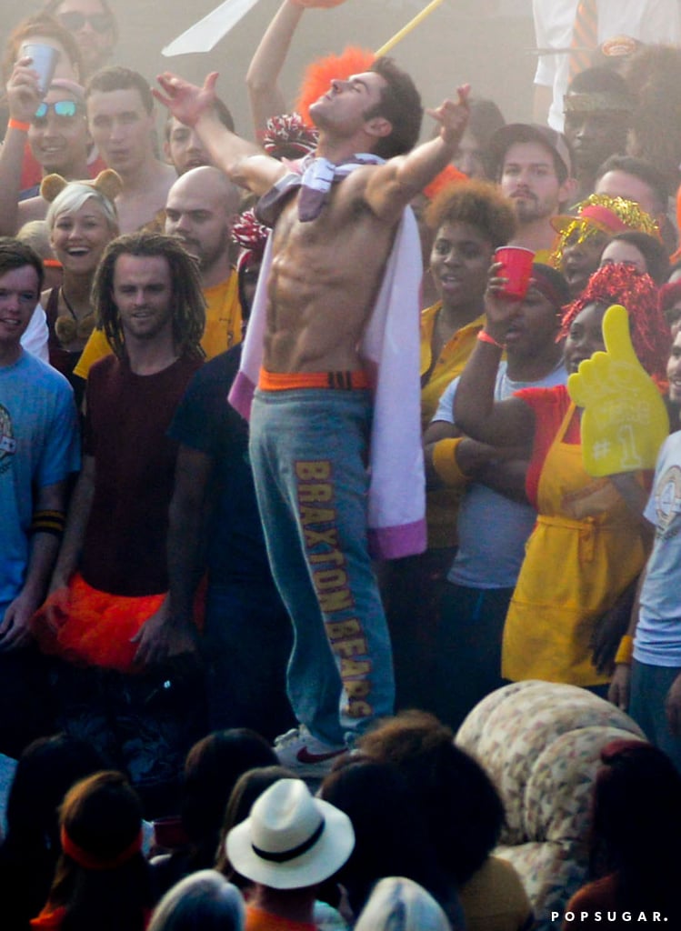 Zac Efron Grabbing His Bulge on the Set of Neighbors 2